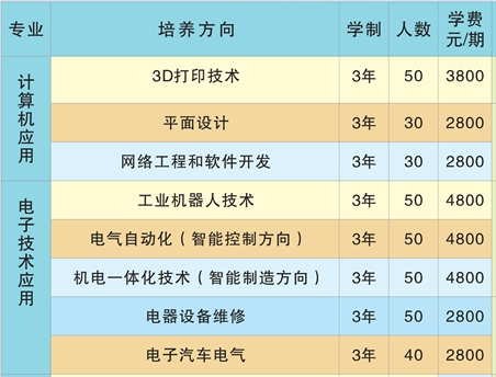 桃源创才科技学校、学校招生计划