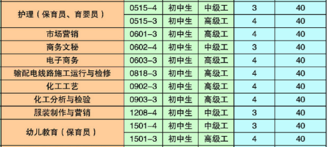 曲靖高級技工學校、學校招生計劃