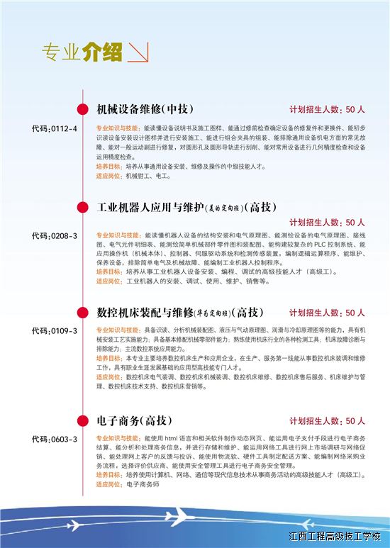 江西工程高級技工學校招生專業